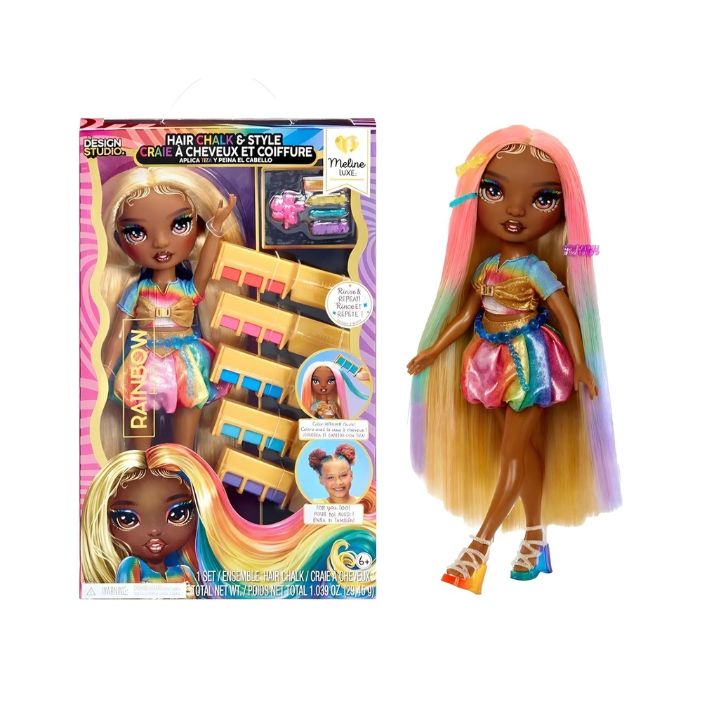 Rainbow High Hair Chalk & Style Meline Luxe Doll with 5 Colors & Accessories